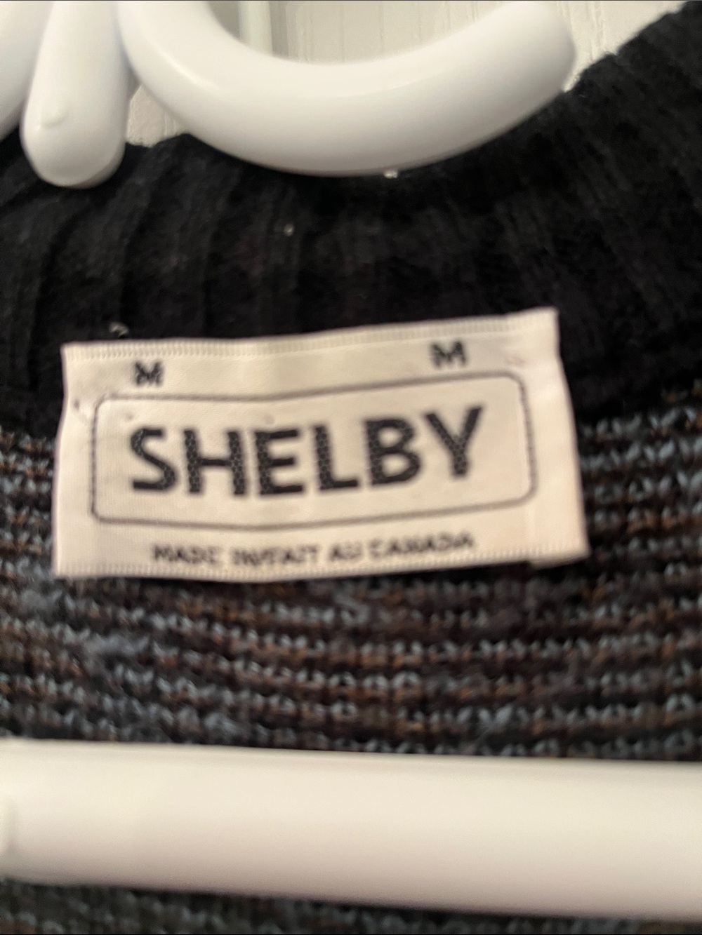 Shelby 80,s/90βs Blue and Brown Patterned Button-Front Cardigan-Made in π¨π¦ - Picture 2 of 5